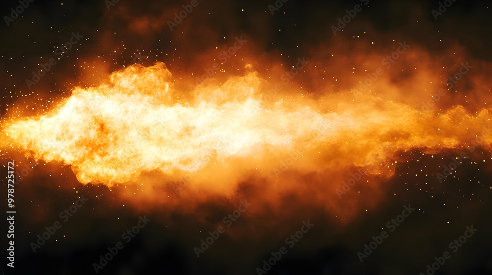 Fototapeta premium Fiery Explosion with Orange and Yellow Flames and Smoke on a Black Background - Abstract Fire Background
