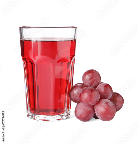 Wallpaper Mural Tasty grape juice in glass and berries isolated on white Torontodigital.ca
