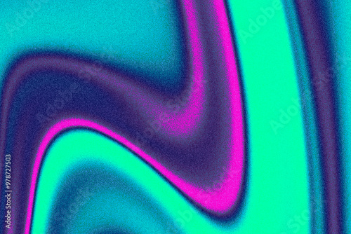 Abstract wavy blurred blue, pink, green grain noise gradient background