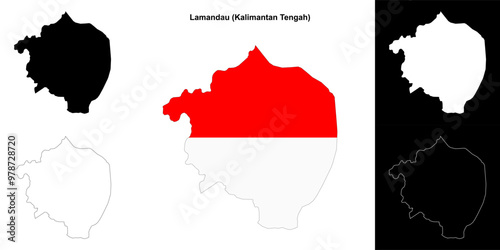 Lamandau blank outline map set photo