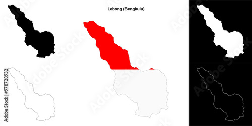 Lebong blank outline map set photo