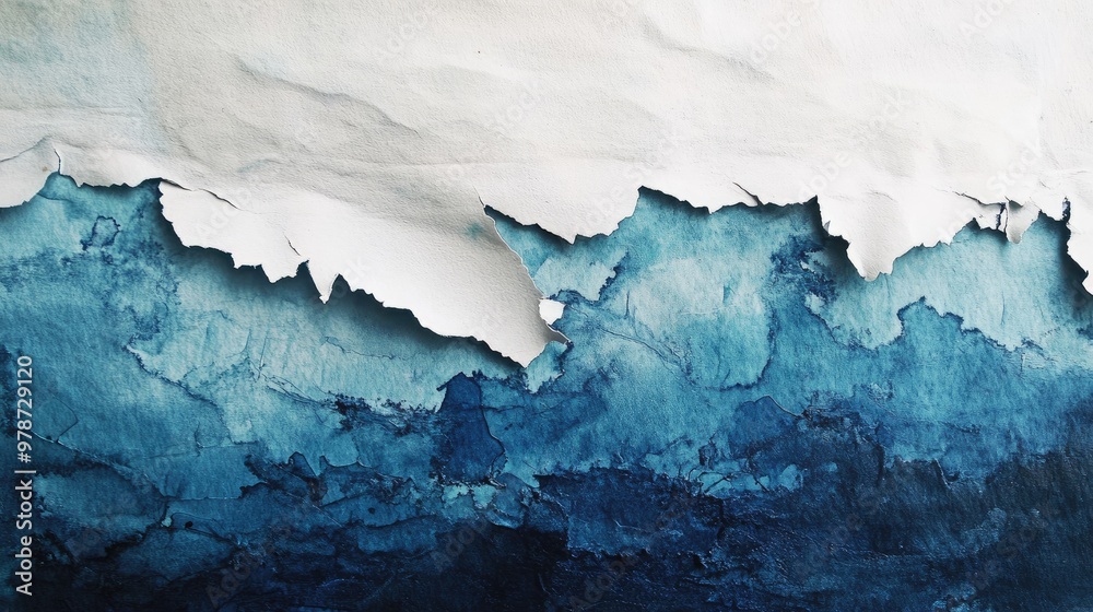 Fototapeta premium Peeling White Paint Over Blue Concrete Wall
