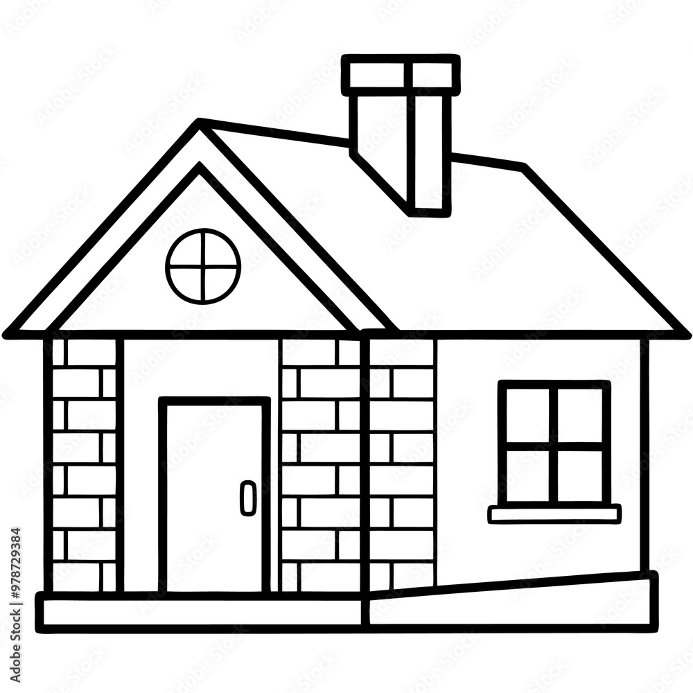 brick house outline coloring book page line art drawing brick house outline coloring book page line art drawing