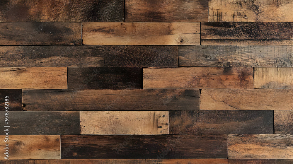 Reclaimed Wood Paneling Texture with Horizontal Plank Pattern - Rustic Brown and Gray Tones for Interior Design Background Reclaimed Wood Paneling Texture with Horizontal Plank Pattern - Rustic Brown and Gray Tones for Interior Design Background