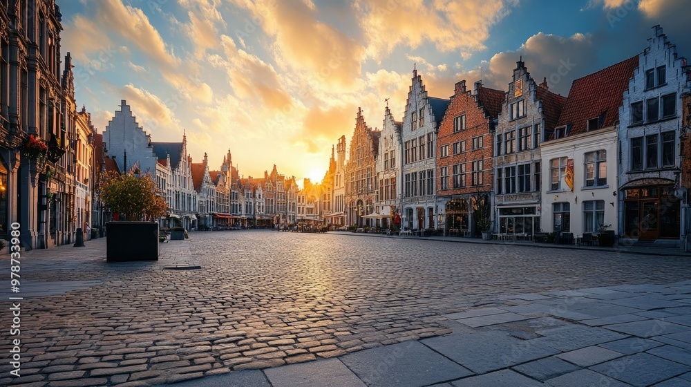 Obraz premium The picturesque town square of Mechelen with its medieval architecture and cobbled streets.