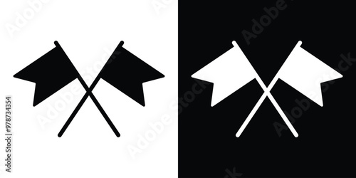 Crossed flags icon isolated. Vector illustration