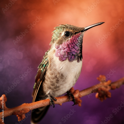 Calliope Hummingbird in Flight, Smallest Hummingbird, Wildlife Photography photo