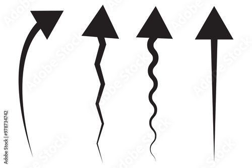 arrow, curve, long, arow, straight, vector, thin, wavy, line, arch, red, curvy, arc, dynamic, bent, clipart, zig, upward, zag, yellow, vertical, up, green, purple, pointing, direction, set, wavinPrint