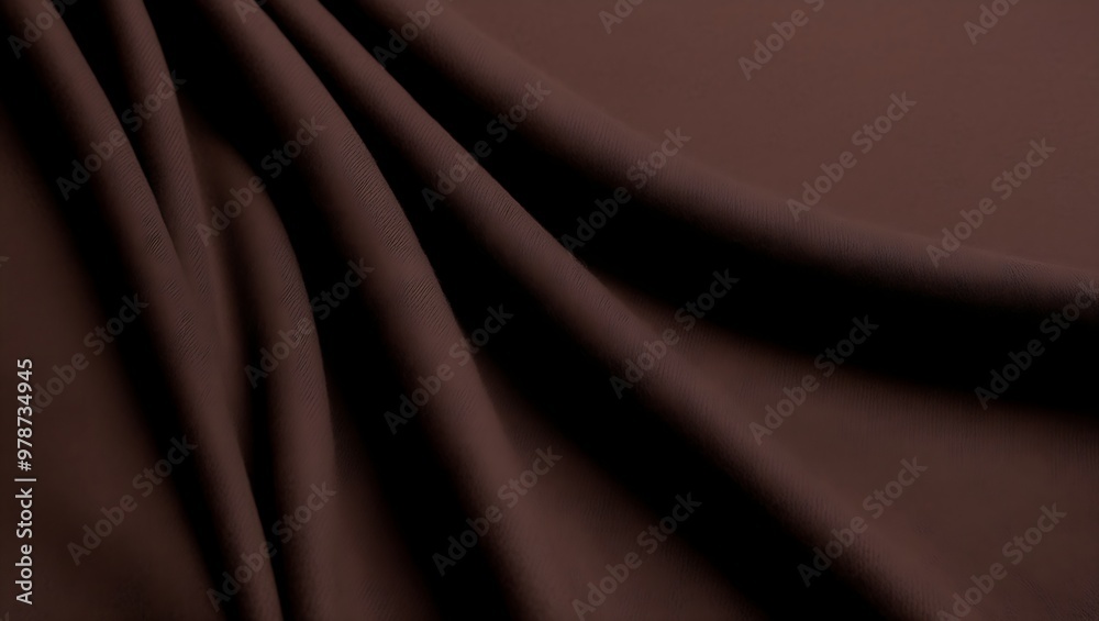 Elegant close-up of dark brown fabric with smooth drapes and subtle lighting, emphasizing its luxurious texture, suitable for textile, fashion, or design purposes. Elegant close-up of dark brown fabric with smooth drapes and subtle lighting, emphasizing its luxurious texture, suitable for textile, fashion, or design purposes.