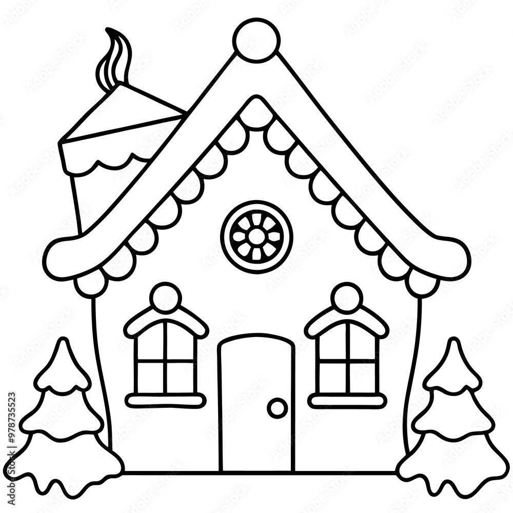 christmas gingerbread house outline coloring book page line art drawing christmas gingerbread house outline coloring book page line art drawing