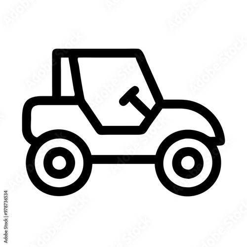 Beach buggy icon, adventure vehicle symbol for coastal trips, icon on transparent background, beach holiday theme