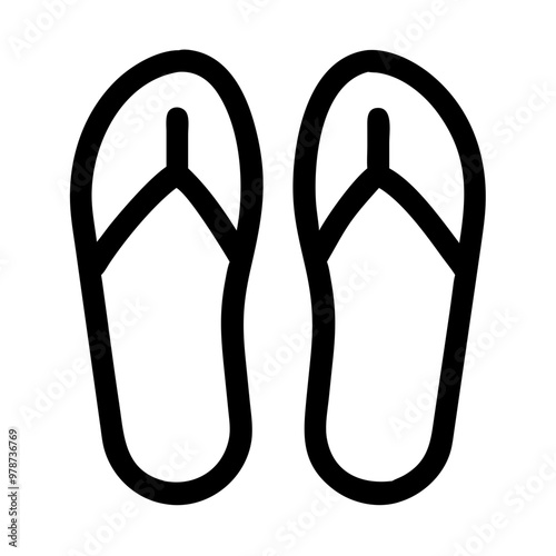 Flip-flops icon illustration, summery mood, beachwear design, minimalist line art style, icon on transparent background, beach holiday theme