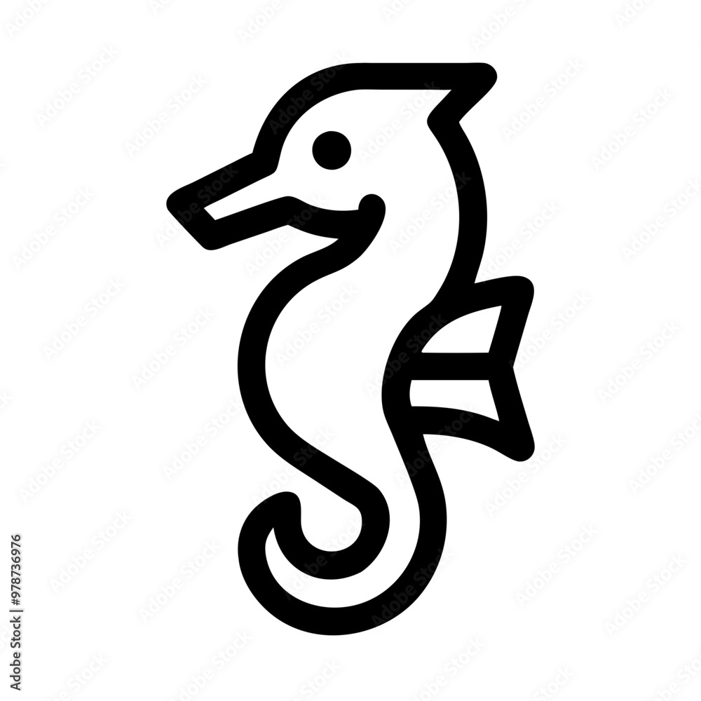 Seahorse icon illustration, whimsical mood, marine life design, minimalist line art style, icon on transparent background, beach holiday theme Seahorse icon illustration, whimsical mood, marine life design, minimalist line art style, icon on transparent background, beach holiday theme