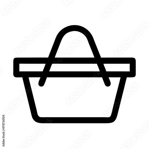 Picnic basket icon illustration, cheerful mood, outdoor dining design, minimalist line art style, icon on transparent background, beach holiday theme photo