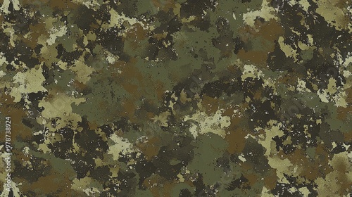 Textured camouflage pattern showcasing earthy tones and organic shapes in a vibrant design