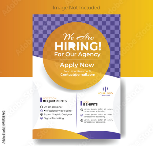 Job vacancy hiring flyer or poster design for social media circular post banner template