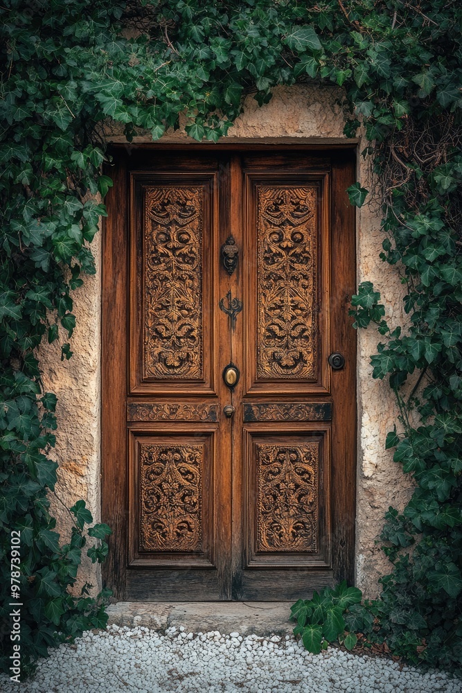 Massive Wooden Door with Intricate Carvings Massive Wooden Door with Intricate Carvings