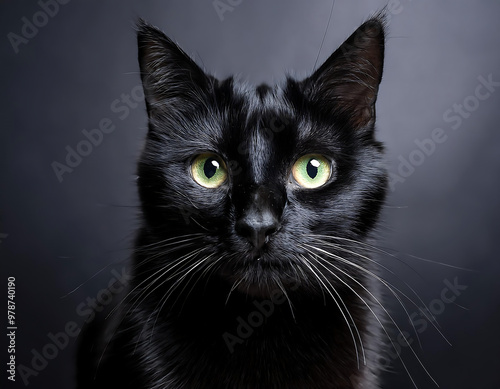  Black cat with a mysterious look, creating a spooky or eerie atmosphere for Halloween or da_1(37)