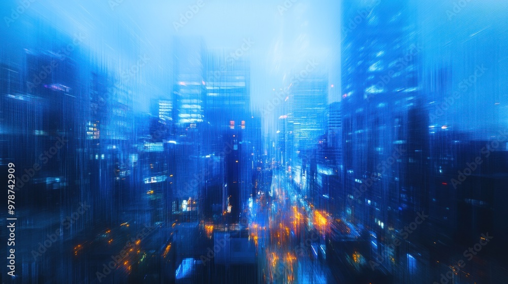 Abstract Cityscape with Blurry Lights and Skyscrapers Abstract Cityscape with Blurry Lights and Skyscrapers