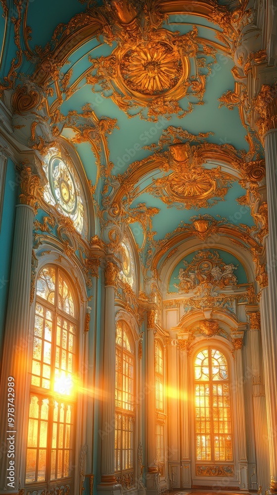 Fototapeta premium Sunlit Ornate Interior.