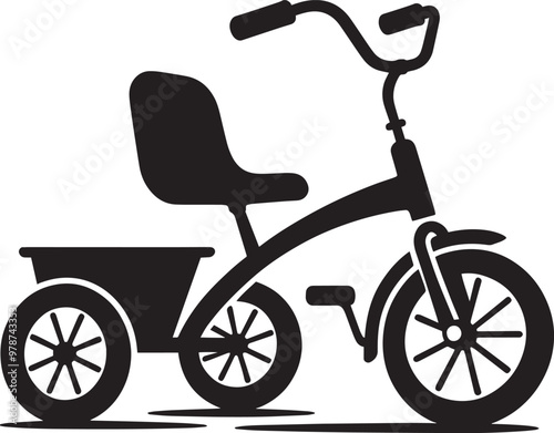 Kids tricycle silhouette vector illustration isolated on a white background