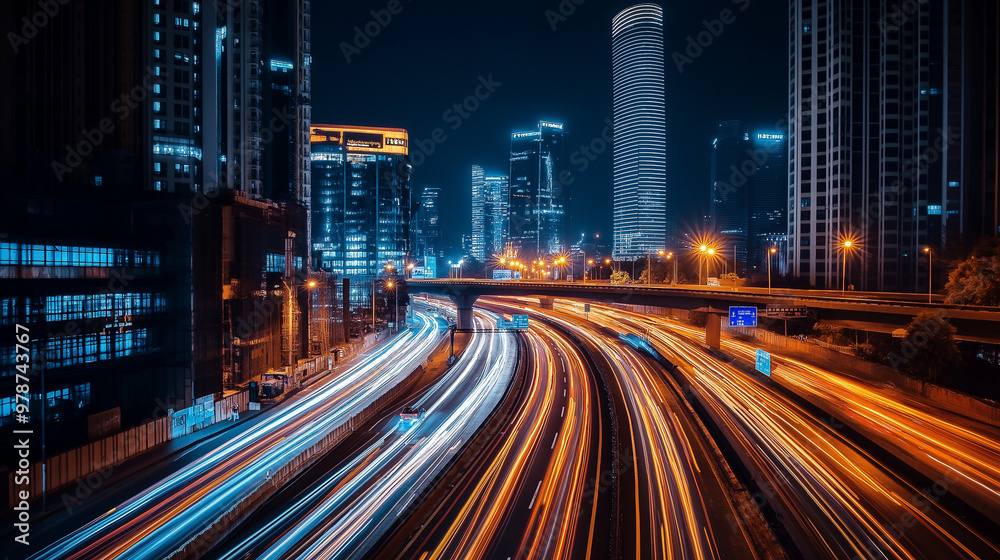 Naklejka premium AI-Driven Smart Cities Optimizing Traffic Flow and Energy Consumption. Real-Time AI Technology Enhancing Urban Efficiency, Sustainability, and Autonomous Systems for Seamless City Management