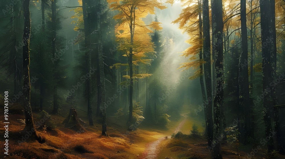 Fototapeta premium Autumn mountain scenery with colored leaves