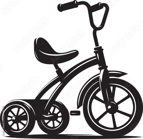 Kids tricycle silhouette vector illustration isolated on a white background