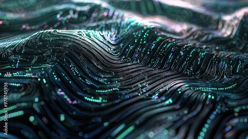 Wallpaper Mural Waves of data illuminating a digital landscape in vibrant hues during a nighttime exploration Torontodigital.ca