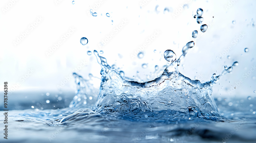 A Close-Up of a Water Splash with Droplets in the Air Creating a Refreshing Abstract Background A Close-Up of a Water Splash with Droplets in the Air Creating a Refreshing Abstract Background
