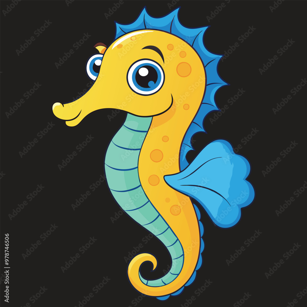 Hand drawn cartoon seahorse illustration Hand drawn cartoon seahorse illustration
