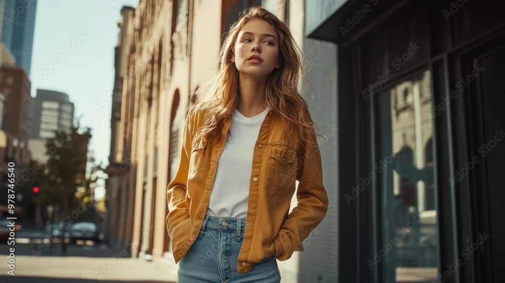 A model photoshoot featuring a girl in a casual chic outfit, captured in a candid moment in a stylish urban area A model photoshoot featuring a girl in a casual chic outfit, captured in a candid moment in a stylish urban area