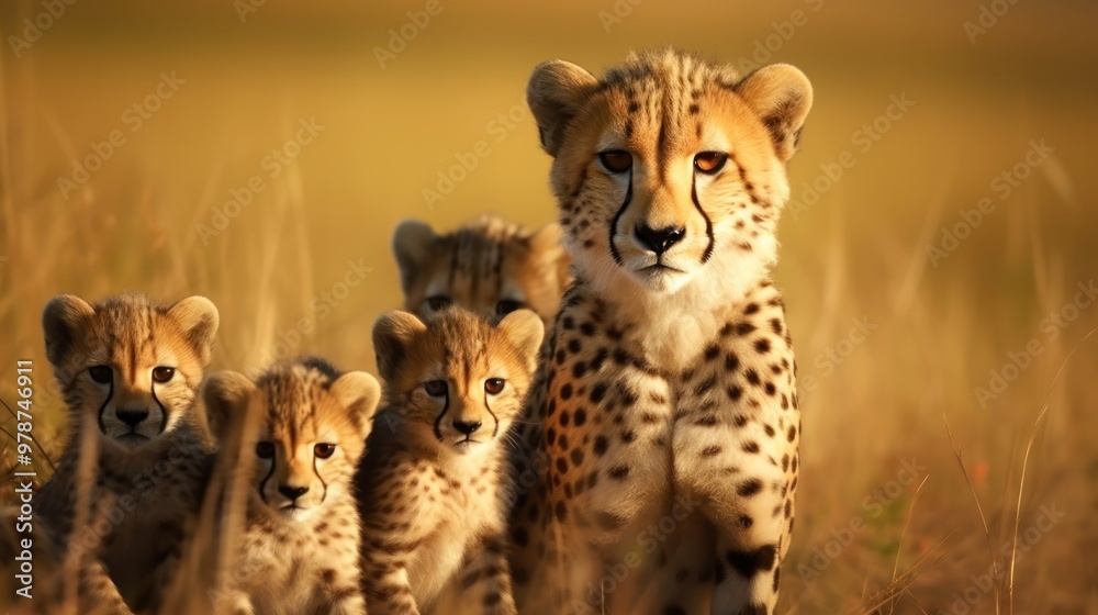 Cheetah Family in the Golden Hour Cheetah Family in the Golden Hour