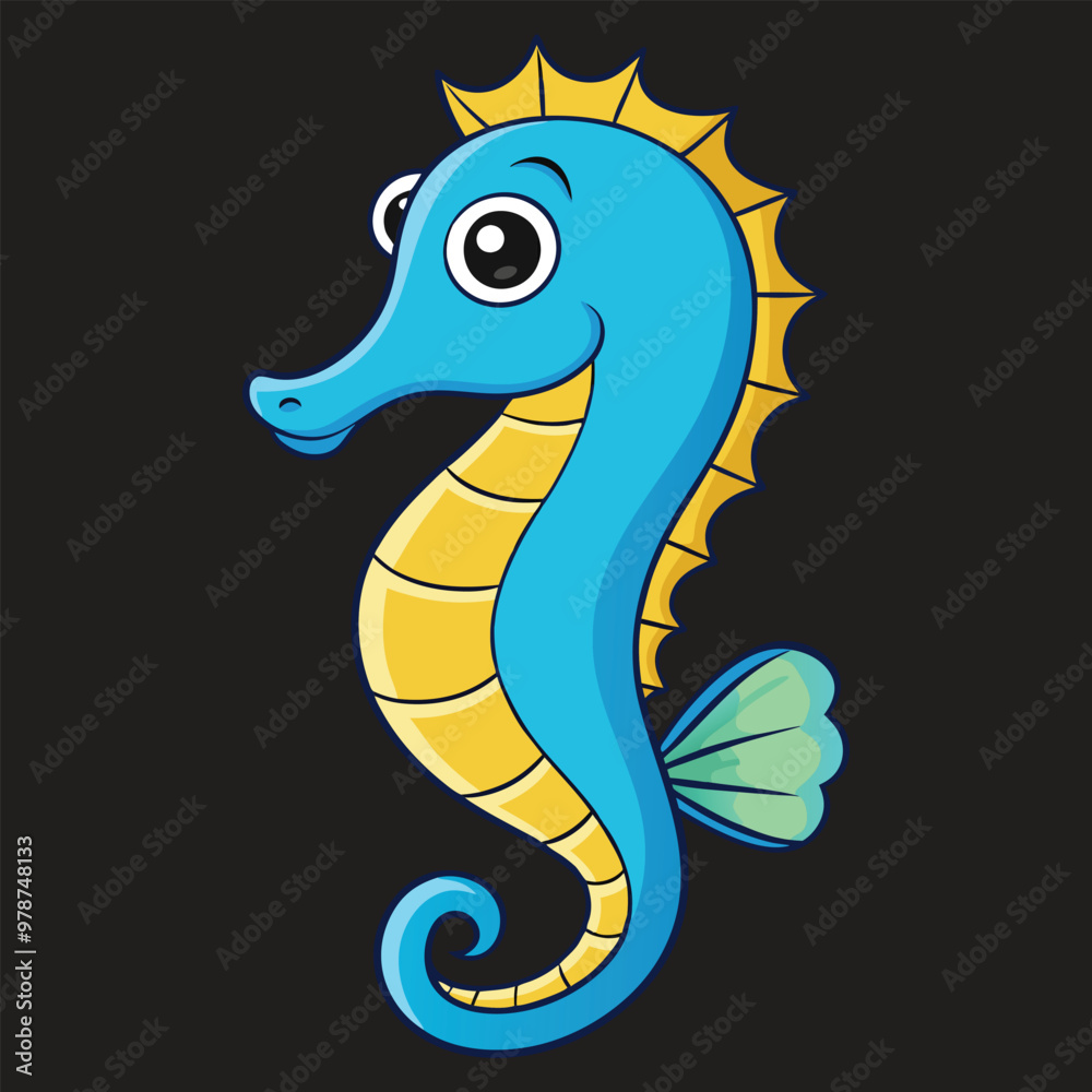 Fototapeta premium Hand drawn cartoon seahorse illustration