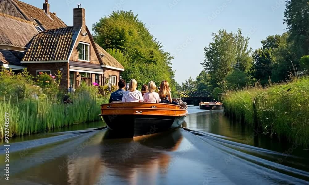 a man and a girl in a wooden boat in the netherlands