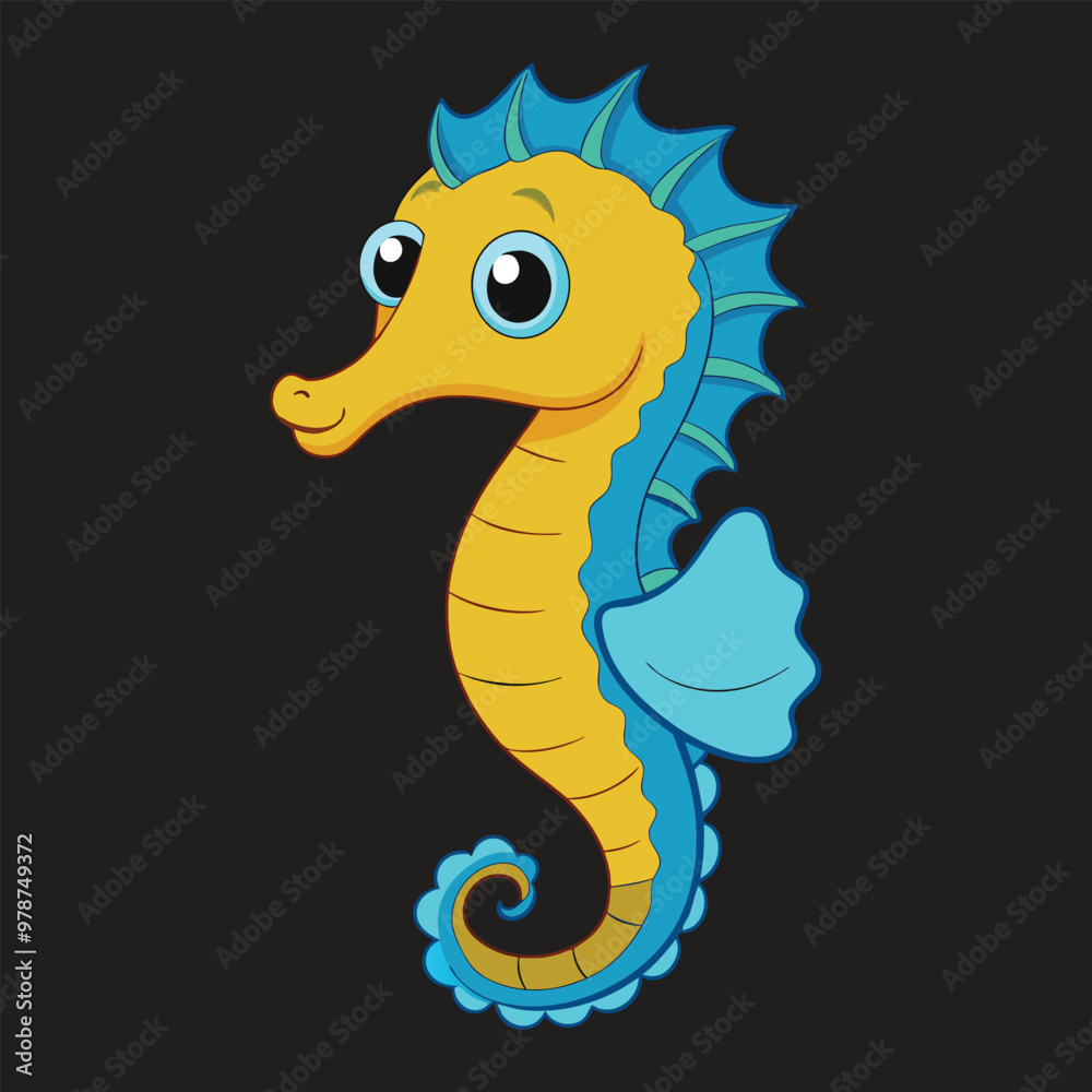 Fototapeta premium Hand drawn cartoon seahorse illustration