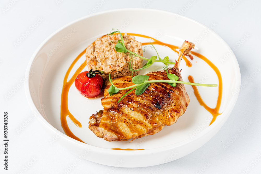 grilled duck with rice and sauce grilled duck with rice and sauce