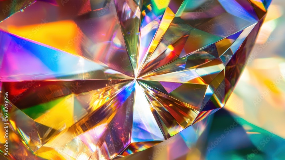 Brilliantly cut facets reflect a spectrum of colors in this captivating gemstone close-up Brilliantly cut facets reflect a spectrum of colors in this captivating gemstone close-up