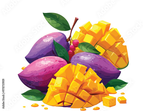 Vector illustration of fresh fruit with vitamins