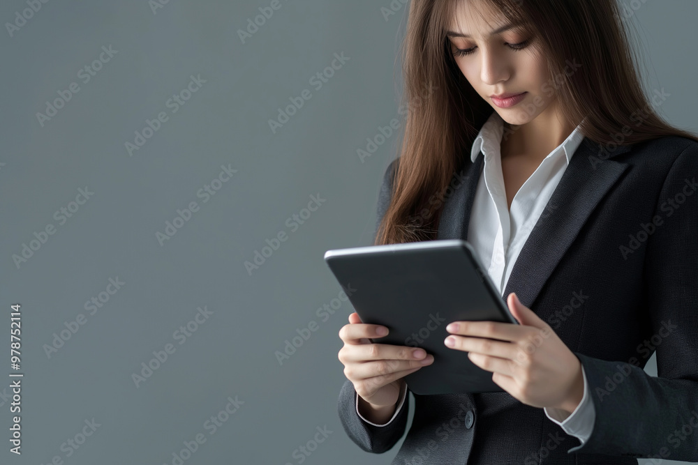 Businesswoman thinking and getting ideas, work schedule to lead to success Businesswoman thinking and getting ideas, work schedule to lead to success