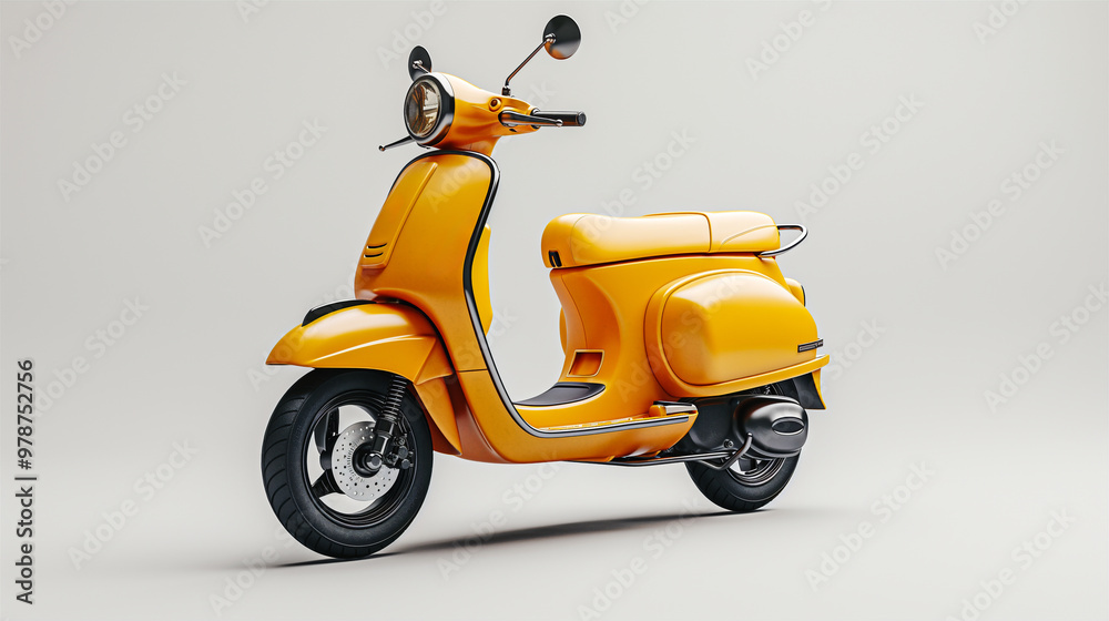 Bright yellow delivery scooter isolated on white background ready for urban transport. Generative AI Bright yellow delivery scooter isolated on white background ready for urban transport. Generative AI