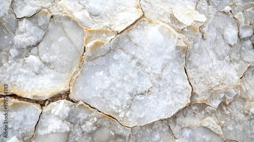 Close-up of Cracked White Rock Surface with Salt Deposits