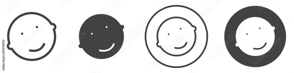 Fototapeta premium Child face icon thin line illustration