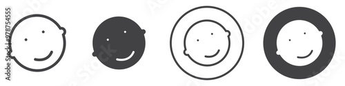 Child face icon thin line illustration