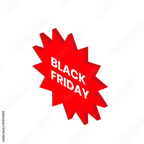 Illustration vector graphic of black friday text on isometric red jagged label.