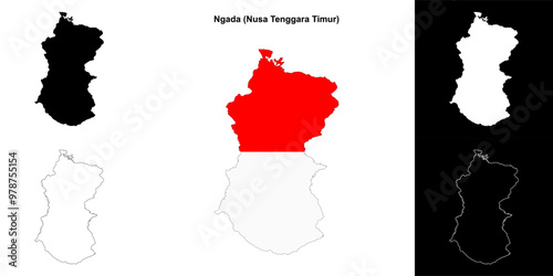 Ngada blank outline map set