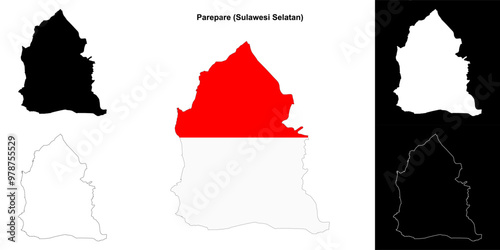 Parepare blank outline map set photo