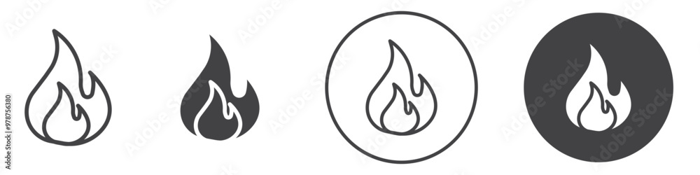 Flame icon thin line illustration Flame icon thin line illustration