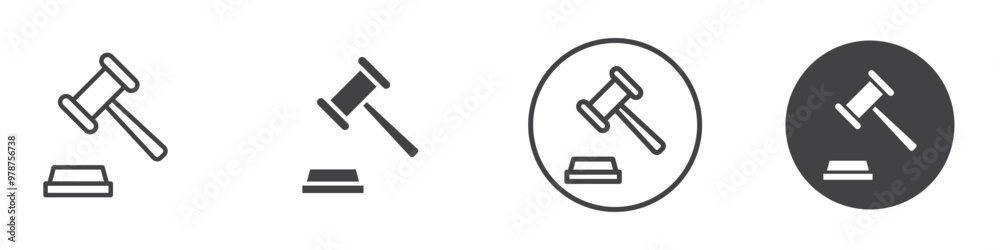 Gavel icon thin line illustration Gavel icon thin line illustration