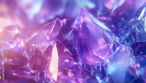 Abstract image of a purple and blue crystal with a soft, blurry background.